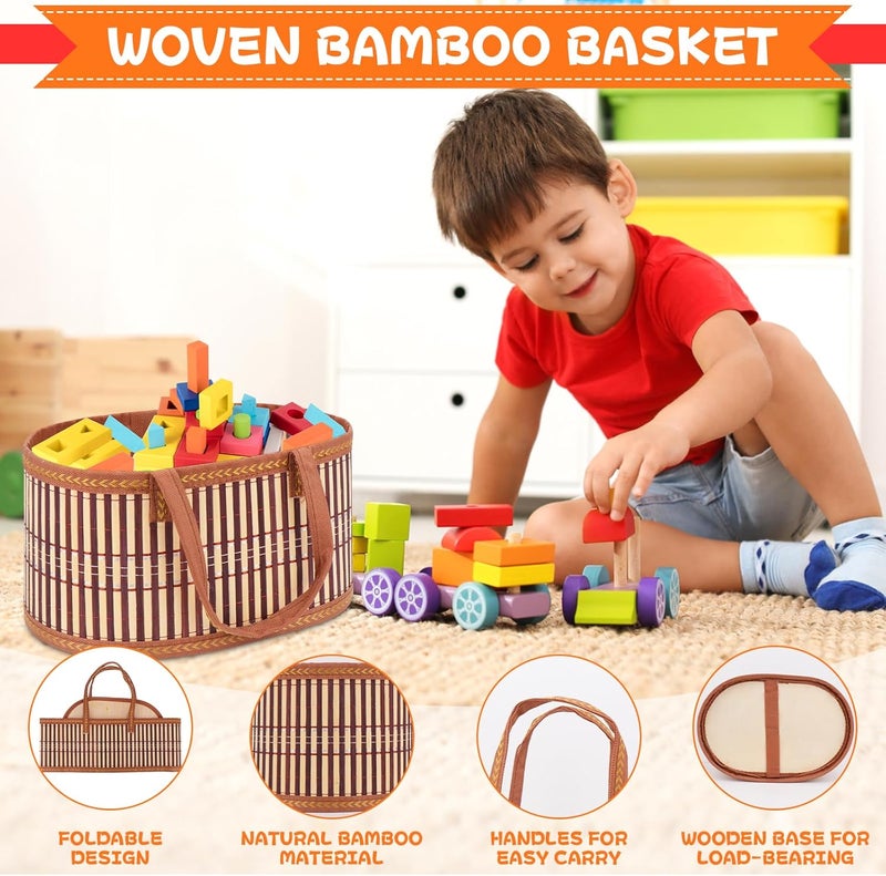 SelfTek 3 Pack Baskets for Gifts Empty, Woven Bamboo G-ift Basket Kit with Wrap Bags, Gift Card, Raffia and Pull Bows, Gifts Baskets for Birthday, Wedding, Christmas 30 x 20 x 15 cm - Image 3